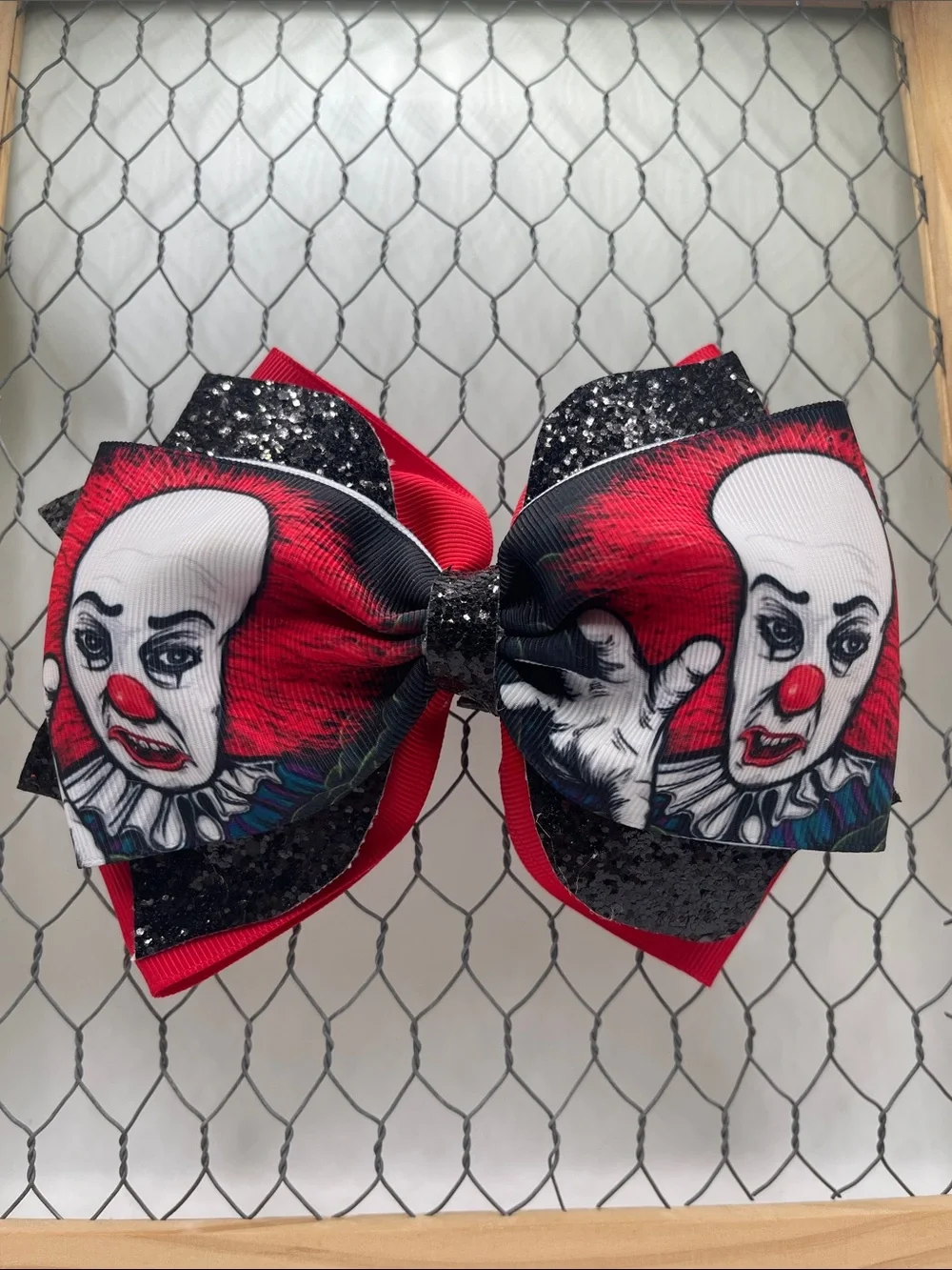 Handmade Spooky Clown Hair Bow